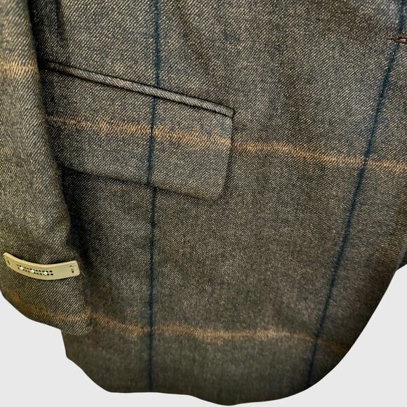 Peserico Made in Italy Brown Plaid Wool-Blend Single-Button Blazer Jacket UNISEX - Picture 3 of 6